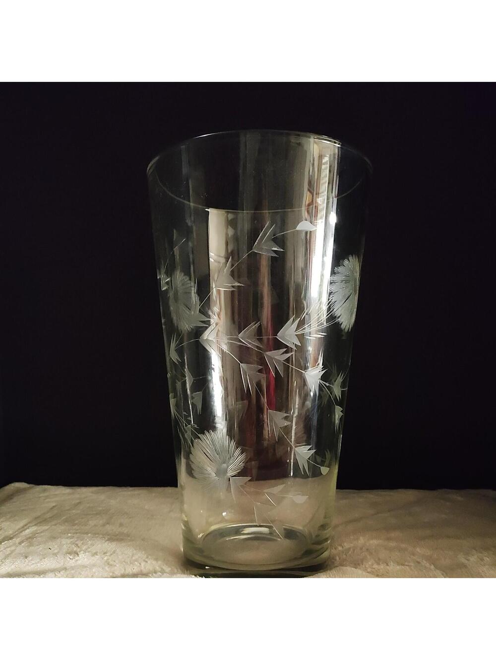Princess House Etched Vase- Heritage- 12"T x 7”W Clear Vintage no vhipsy